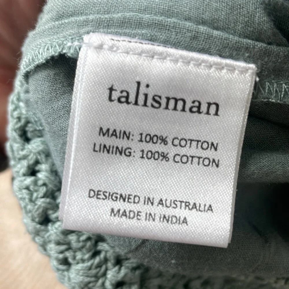 Talisman Freefalling Boho crochet wide leg Jumpsuit in sage green Medium - Picture 6 of 10